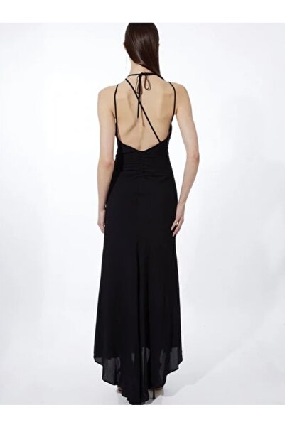 NO BRAND Rochie neagră asimetrică, elegantă, drapată, cu volane Karen Millen 40