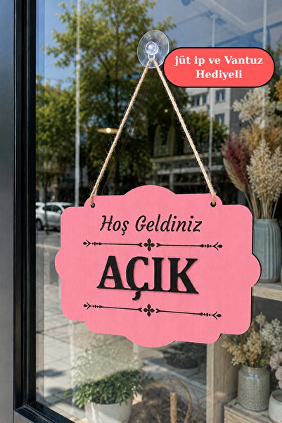 ERDİZDEN لافتة توجيهية مزدوجة الجوانب لمتاجر الخشب والمحلات التجارية - وردي