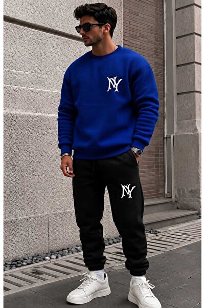 YK WEAR Unisex Oversize Kek Ny Printed Premium Crew Neck Sweatshirt Set