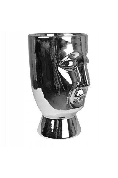 NO BRAND Vază ceramică cu aspect argintiu h28 decodomi