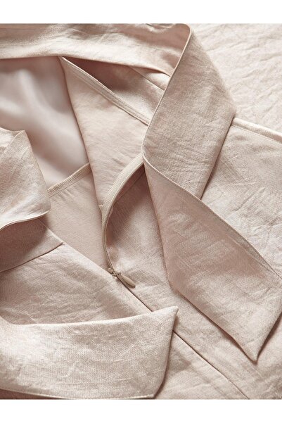 NO BRAND Rochie din satin ivoriu, lungime midi, asimetrică, cu decolteu cu le...