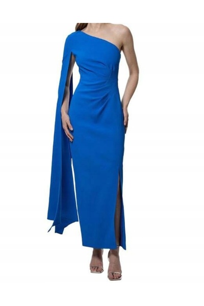NO BRAND Rochie maxi cobalt cu șliț asimetric din viscoză Karen Millen 42
