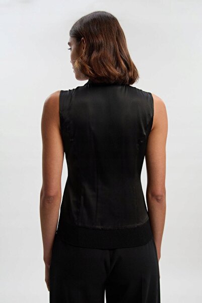 NO BRAND Top clasic negru, cu nasturi cu detalii striate în față, Karen Millen m