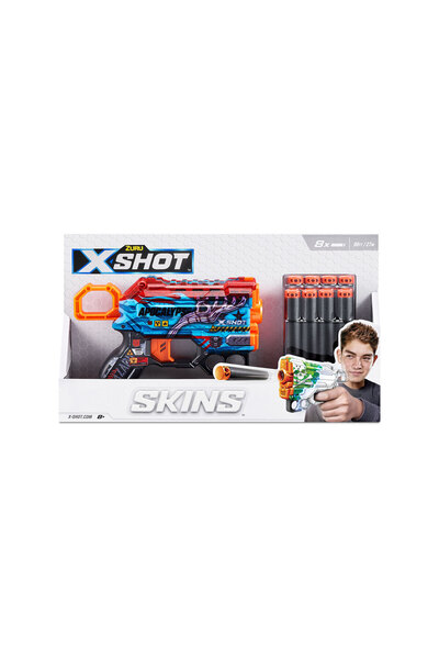 X-Shot Blaster X&minus;Shot Skins Menace Gun cu 8 cartuse, Apocalypse