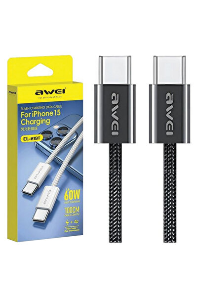 AWEI Cablu USB-C 60W pentru iPhone 15 14 13 12 pentru încărcare și control