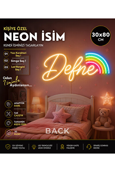 BACK Kişiye Özel İsim Neon Led Işık | LED Duvar Süsü Aydınlatma | AÇIKLAMAYI ...