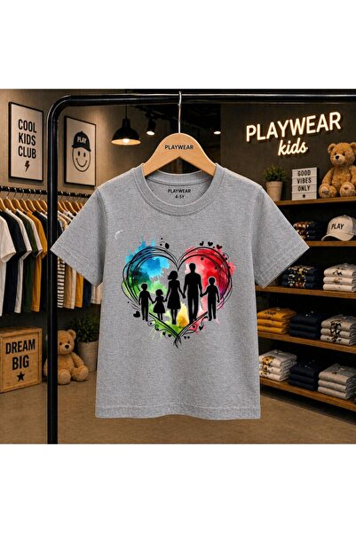 playwear Family Inside Heart Printed 100% Kids Unisex T-Shirt 5 6 -7 8-9 10 -...