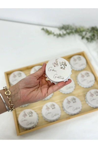 LecaTTe Kişiye Özel Vintage Tavşanlı Kapak Magnet 20 ADET