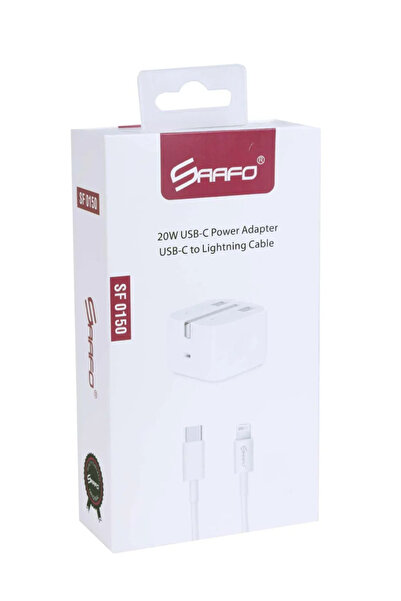 Saafo 20W USB-C Power Adapter (Folding Pin) with USB-C to Lightning Cable | P...
