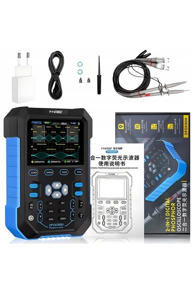 FNIRSI Osciloscop digital portabil DPOX180H 180MHz 2 sonde adaptor P6100