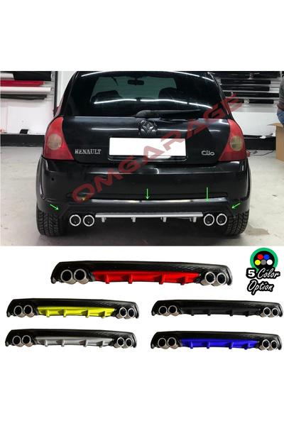 HasAkman Renault Clio Mk2 Yuvarlak Egzozlu Mavi Difüzör Difizör Çiftli Egzoz ...