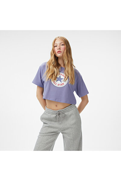 Converse Baskılı Kadın Mor T-Shirt