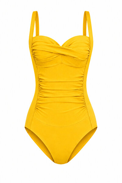 Salt & Sandy Yellow Swimsuit with Adjustable Straps, Strappy Covering, Stylis...