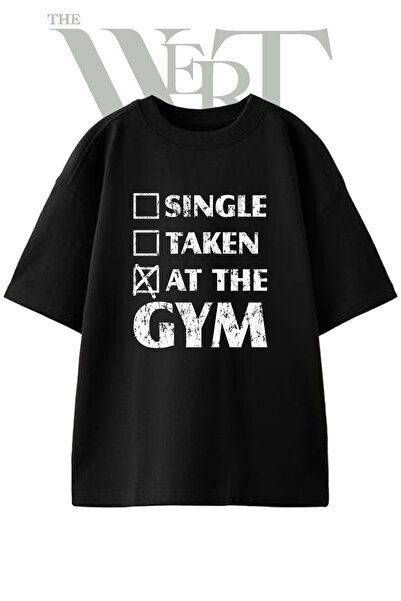 THEWERT At the Gym Design Printed Unisex Black Oversize T-Shirt