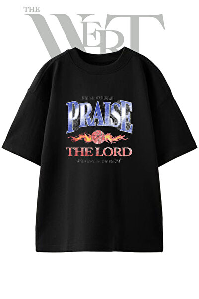 THEWERT Lord Dunk Design Printed Unisex Black Oversize T-Shirt