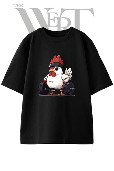 THEWERT Μπλουζάκι Unisex με στάμπα Haltercer Chicken Design σε μαύρο χρώμα κα...