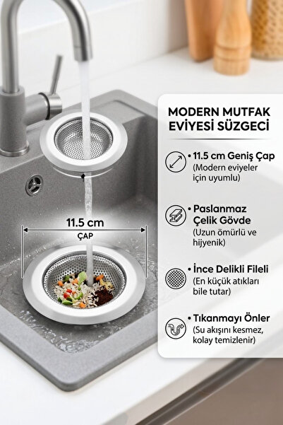 safestore Stainless Steel Kitchen Sink Strainer 11.5 cm - Sink Anti-Clogging ...