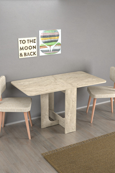 DESENGO Traverten Açılır Katlanır Masa 70X128 cm- Kurulu Teslim- Yemek Masası...