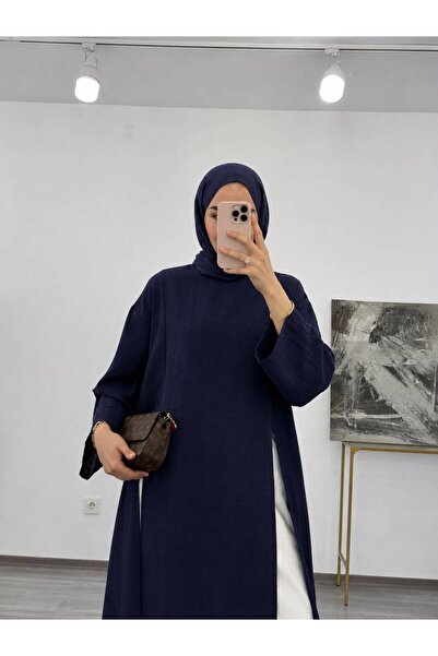 zahen kheesa yırtmaçlı detay bluz uzun kol yandan yırtmaçlı abaya