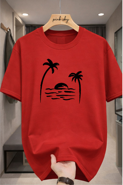 Pink Sky Premium Oversize T-Shirt 100% Cotton Unisex Comfortable Fit Trending...