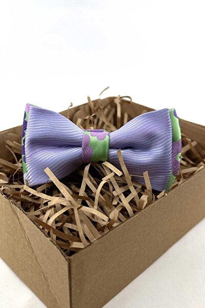Kravatkolik Lilac Green Self Patterned Silk Bow Tie Sb265