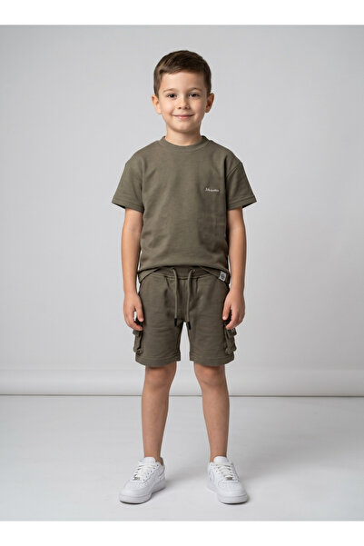 Babyqlo Boys Olive Brown Summer Shorts Set