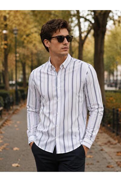 Genel Markalar Erkek Slim Fit Keten Gömlek 36,38,40,42,44 Bedenler İçin
