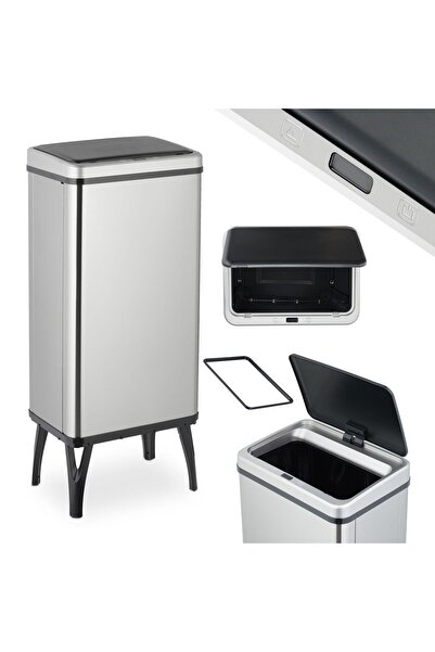 Relaxdays Trash can with sensor Relaxdays, 50 liters, stainless steel/black, ...