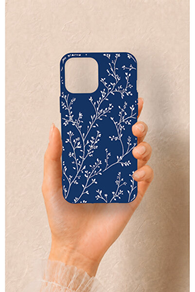 Vip Case iPhone 12 Pro Max Uyumlu İnce Yaprak Dalı Desenli Silikon Kılıf