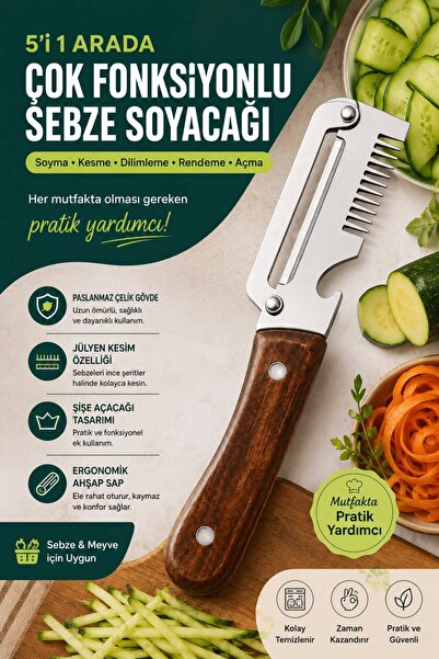 AKDAG HOME مقشرة خضروات متعددة الوظائف 5 في 1، تشمل التقطيع والتقشير والفتح و...