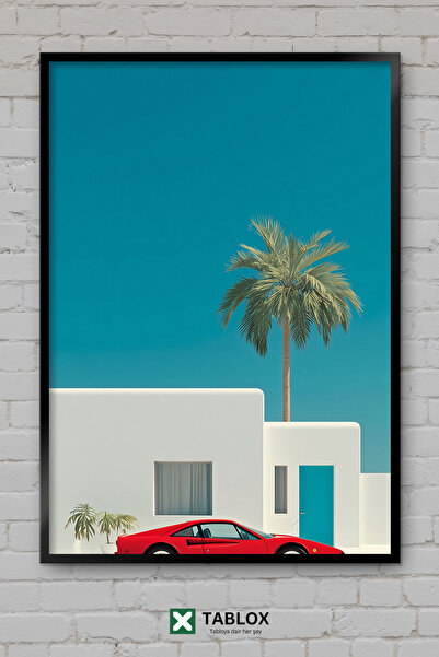 TABLOX Ferrari Malibu Palmiye Holiday Masă decorativă din MDF cu ramă din lem...