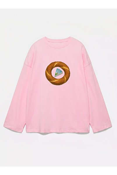 Disante 100% bumbac, cu potrivire oversize, imprimat - tricou cu mânecă lungă...