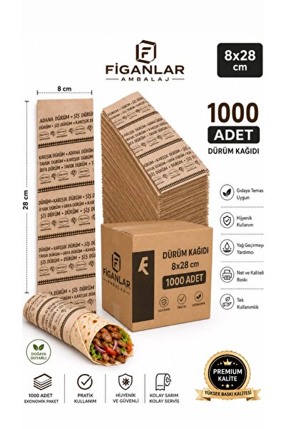 figanlar ambalaj Dürüm Kağıdı 8x28 cm Yağ Geçirmez Baskılı Gıdaya Temasa Uygu...