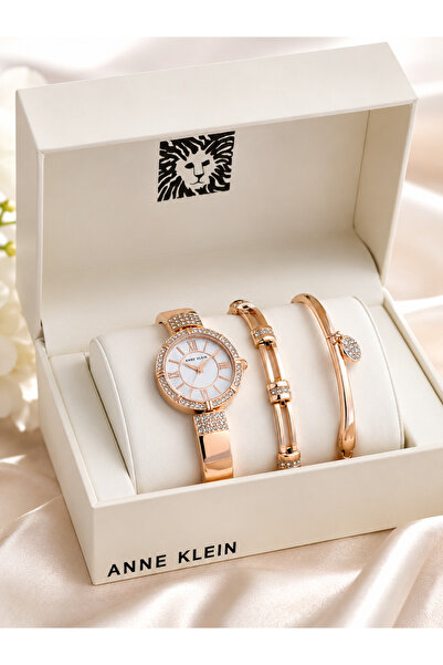 Anne Klein Women's Premium Crystal Accented Watch and Bracelet Set