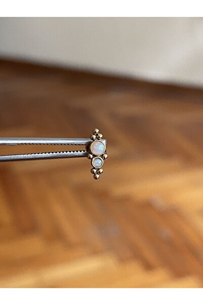 zadenza gold 316 L Çelik Dudak Kıkırdak Helix Tragus Piercingi Opal Taşı Deta...