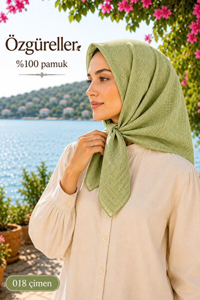 ÖZGÜRELLER Özgüreller, 100x100 cm Taşlanmış Eşarp (Kot Dikişli) , %100 Pamukl...