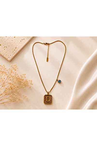 Archhazel Jewelery Letter D Evil Eye Beaded Gold Color Vintage Plate Women's ...