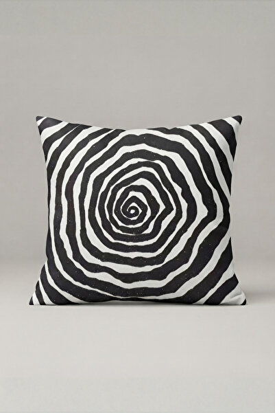 Generic Brand Черно-бяла калъфка за възглавница с хипнотичен спираловиден дес...