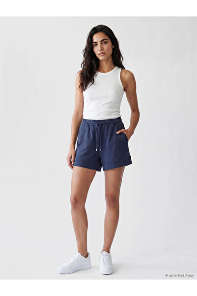 LC Waikiki Navy Blue Elastic Waist Soft Touch Women's Shorts