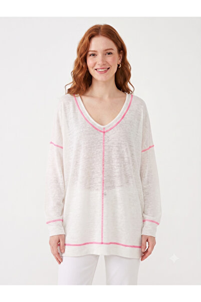 Neden Tekstil V-Neck Gathered Women's Knitwear Blouse