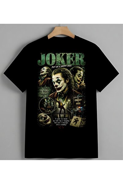 Joker Filmi Komedi Sanat Unisex Erkek Kadın Oversize Tişört Siyah