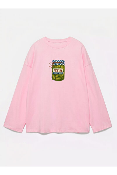 Disante 100% bumbac, cu potrivire oversize, imprimat PICKLES - Tricou cu mâne...
