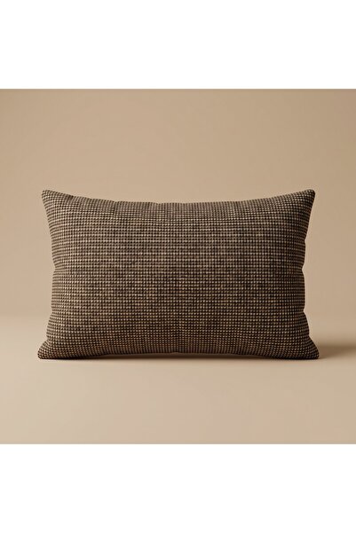 Framgan Mocha Grid Woven Decorative Throw Pillow Brown Square & Rectangular Modern Design
