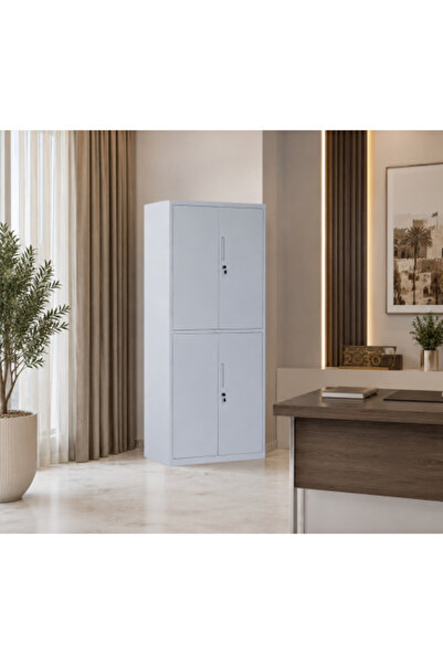 on home Metal Filing Cabinet OW-010 with Four Lockable Doors | Grey Color