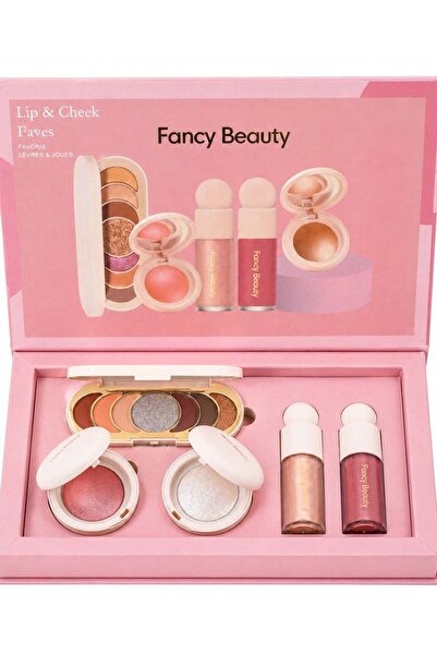 FANCY BEAUTY صندوق مكياج فاخر للشفاه والخدود - مجموعة متكاملة للشفاه والخدود من
