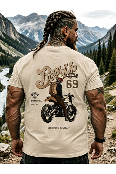 EURO CODE Men's Motorcycle Printed White Crew Neck T-Shirt – Rider 69