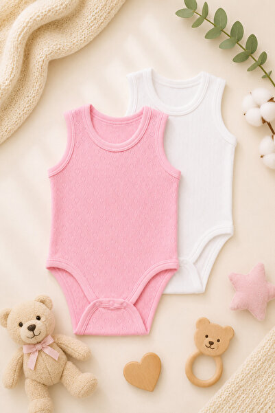 mini kanka 100% Cotton Baby Strap Bodysuit Set 100% Cotton Sleeveless Snap Fa...