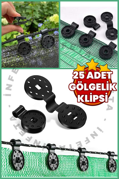 İnfeta 25 Adet Gölgelik Klipsi- Gölgelik Branda Karavan Çadırı Sera Muşamba T...