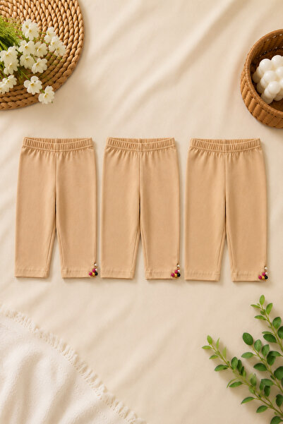 mini kanka Girl's Pearl Capri Leggings 100% Cotton Lycra Summer Stretchy Legg...