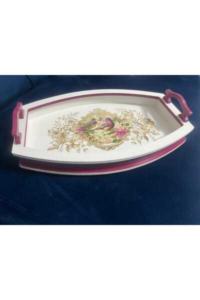 DERYA DESİNG ART Decorative Hand-Painted Wooden Tea-Coffee Tray, Presentation...